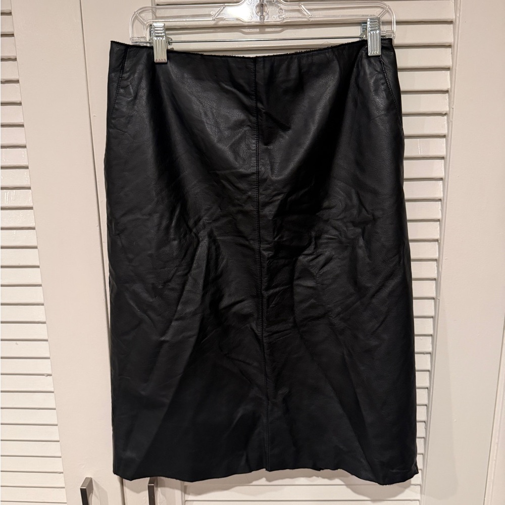 Kenneth Cole Black Leather Pencil Skirt